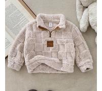 Sweat-shirt-shirt d'hiver pour bébé garçon, simple avec patchs, en polaire jacquard double face, col montant, manches longues, demi-zip, doux et confortable, Halloween automne 6-9M,9-12M,12-18M,18-24M