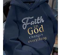 Sweat-shirt-shirt femme grande taille "Croire en Dieu change tout" avec imprimé lettrage. Top de sport décontracté, mode, manches courtes. Vêtement inspirant, motif Sweat-shirt-shirt, top femme 0XL,1X