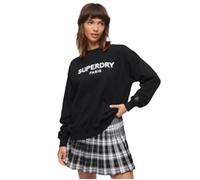 Sweat-shirt SUPERDRY Sport Luxe Loose Crew - Noir - Femme - Manches longues - Coton brossé S