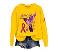 Sweat-shirt surdimensionné à col rond pour femme sans capuche, pull ample et décontracté à capuche pour la sensibilisation au cancer du sein, sweat-shirt à ruban pour la sensibilisation au cancer du