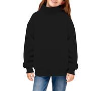 Sweat-shirt surdimensionné à col roulé pour fille - Chaud - Manches longues - Pull d'école décontracté et tendance en coton - Pull baggy pour le sport, la gymnastique - Col montant - Y2k - Hip Hop