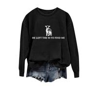 Sweat-shirt surdimensionné à manches longues « He Left The 99 to Fine Me » avec imprimé en polaire pour femme, Noir , XL