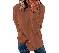 Sweat-shirt surdimensionné décontracté à manches longues en polaire de couleur unie pour femme - Pull ample pour l'automne et l'hiver - Doux et confortable - Vêtement de détente