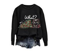 Sweat-shirt surdimensionné pour femme avec imprimé amusant « Most Likely To Drink All The Wine » pour femme - Joli motif de Noël - Col rond - Manches longues, Sweats à capuche pour femme - noir, S