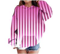 Sweat-shirt surdimensionné rayé à imprimé tie-dye avec poches, col rond, manches longues, hauts à capuche pour garçons et jeunes (rose vif, 3-4 ans)