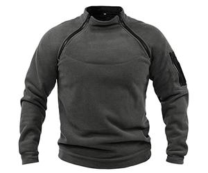 Sweat-shirt tactique pour homme - Pull chaud en polaire - Coupe-vent - Pour l'hiver - Manteaux de combat - Fermeture éclair - Veste militaire - Coupe ajustée - Vêtement de travail thermique, gris, XL