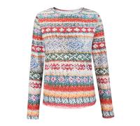 Sweat-shirt tricoté pour femme imprimé île rétro décontracté ample col rond manches longues léger court pull haut tenue d'automne pour femme, bleu, M