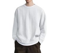 Sweat-shirt uni léger pour homme 2026 surdimensionné pour homme, pull doux à col ras du cou, léger et extensible, haut décontracté pour toutes les tenues amples avec des vêtements modernes pour