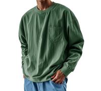 Sweat-shirt uni pour homme sans capuche décontracté à col rond pull classique de sport à manches longues avec poche - Couleur unie - Tendance - Chemise confortable, ag, 4X-Large