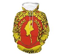 Sweat Shirt Unisexe À Capuche Imprimé République De L'Union du Myanmar Emblème National Veste Polaire Multifonction Taille Grande Coupe Ample Coupe Vent Pratique Polyvalent Tissu Souple Extensible