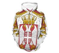 Sweat Shirt Unisexe À Capuche Imprimé République De Serbie Emblème National Veste Polaire Multifonction Taille Grande Coupe Ample Coupe Vent Pratique Polyvalent Doublure Chaude Manches Et Ourlet