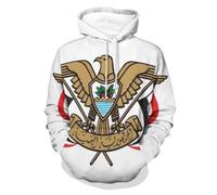 Sweat Shirt Unisexe À Capuche Imprimé République du Yémen Emblème National Veste Polaire Multifonction Taille Grande Coupe Ample Coupe Vent Pratique Polyvalent Capuche avec Cordon Serrage