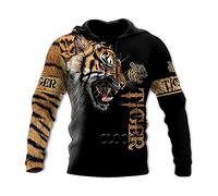 Sweat-Shirt Unisexe Animal Lion Tigre Imprimé Long Sleeve Hoodie Funny Animal King Sports Pullover