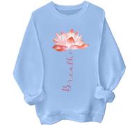 Sweat-shirt unisexe en fleur de lotus pour yoga, Adultes unisexes, Jaune, XL, Bleu (Carolina blue), S