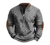 Sweat-shirt vintage à demi-fermeture éclair pour homme - Sweatshirt décontracté à manches longues pour le travail - Sweat de sport ample - Sweat à capuche athlétique ample en tricot torsadé imprimé 3D