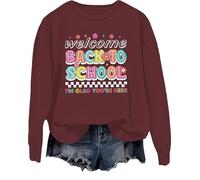 Sweat-shirt « Welcome Back To School » « Welcome Back To School » avec inscription « Welcome Back To School » pour enseignants, bordeaux, L