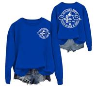 Sweat-shirt Witches Brew Coffee pour femme - Sweat d'Halloween pour femme - Inscription « Witches Brew Coffee Stop In For A Spell », bleu marine, M