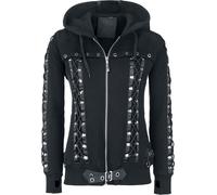 Sweat-shirt zippé à capuche de Banned Alternative - Sweat Zippé Avec Laçages Décoratifs - S à XXL - pour Femme - noir S