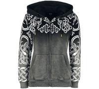 Sweat-shirt zippé à capuche de Black Premium by EMP - Veste à Capuche avec Dégradé de Couleur & Motifs Celtiques - S à 5XL - pour Femme - gris S