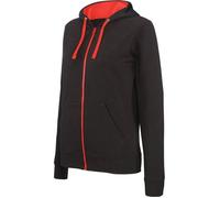 Sweat-shirt zippé capuche contrastée Kariban femme - Noir / Rouge XS