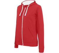 Sweat-shirt zippé capuche contrastée Kariban femme - Rouge L