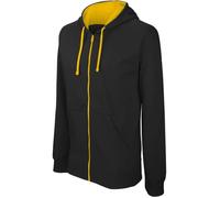 Sweat-shirt zippé capuche contrastée Kariban Homme - Noir / Gris - XS XL