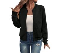 Sweat-shirt zippé pour femmes sans capuche couleur unie coton manches longues vestes légères pour dames coupe ajustée grande taille cardigans décontractés doux confortables vestes de travail courtes