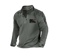 Sweat-shirt zippé pour homme - Imprimé drapeau uni demi-fermeture éclair col montant pull à manches longues col rond sans capuche sweat à capuche coupe ajustée léger respirant vêtements de travail