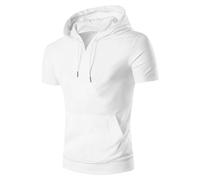 Sweat-shirts à capuche pour hommes | T-shirts à col V avec cordon de serrage | T-shirt à manches courtes avec capuche | Sweatshirts d’entraînement d’été à coupe régulière | T-shirts de sport