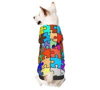 Sweat-Shirts à Capuche pour Petits Animaux de Compagnie, Motif Puzzle de Sensibilisation à l'Autisme, Taille Moyenne.