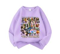 Sweat-Shirts à col Rond garçon et Fille, Sweat-Shirts à Manches Longues en Pur Coton pour Enfants Italian Brain AI Animal Anime pour l'automne,Violet,160cm