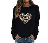 Sweat-shirts à col rond pour femme motif léopard Cool 2024 imprimé cœur d'amour sweat-shirts à capuche dessin animé décontracté manches longues Saint-Valentin tenues sweat-shirt doux graphique