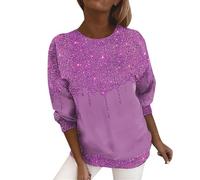 Sweat-shirts à paillettes pour femme - Coupe ample - Chemisier décontracté pour les soirées rave, les événements en club - T-shirt à paillettes accrocheur, Rose, L