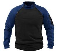 Sweat-shirts à pull pour homme en polaire sans capuche avec fermeture éclair, sweat-shirts militaires tactiques pour l'extérieur, sweat-shirts à col montant avec poches à fermeture éclair