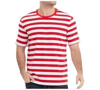 Sweat-shirts à rayures pour homme - T-shirts à manches courtes en coton - Bleu, blanc, noir et blanc rayé - T-shirt à rayures rouge et blanc - Costume de carnaval - Top de base décontracté - Hauts de