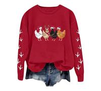 Sweat-shirts de Noël graphiques pour femmes Athlétique Backwoods Christmas Sweatshirts à col rond pour femmes Costume de Noël Mince Hoodies Renne Country Sweatshirts Femmes Femmes Santa Y2K, Rouge, M