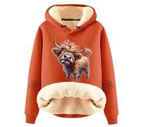 Sweat-shirts de Noël pour femmes automne hiver doux chauds moelleux manches longues pulls de Noël fantaisie amusants imprimé vache des Highlands doublure polaire Sherpa sweat à capuche mignons pull