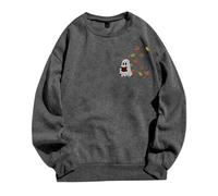 Sweat-shirts fantômes Halloween pour femmes 2024 confortable costume graphique hauts tendance fête sorcière décontracté col rond couleur unie manches