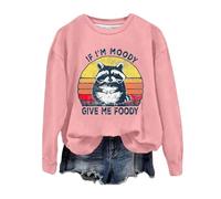 Sweat-shirts graphiques pour femmes If I'm Moody Give Me Foody Print Sweatshirt Mode Casual Lettre Imprimer Pull à manches longues, rose, XXL