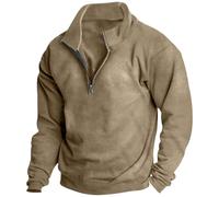 Sweat-shirts homme à fermeture éclair quart/1/4 - Pull polaire décontracté vêtement de travail - Sweat-shirts col zippé - Pulls polaire haut coupe ample manches longues - Sweat-shirts sans capuche col
