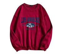 Sweat-shirts Los Angeles pour adolescentes - Sports décontractés - Col rond - Sweat pour femme - Haut graphique californien - Lettre cool - Tenues d'université preppy - Imprimé de lettres fines