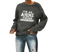 Sweat-shirts pour femmes amateurs de football It's An Anime Thing You Wouldn'T Understand 2025 - Tenue graphique à manches longues pour la saison de football - Uni et mignon, gris foncé, XL