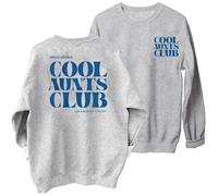 Sweat-shirts pour femmes Aunt Sweatshirt Cool Aunts Club Crew Pullover Tops Funny Letter Print Sweat-shirt à manches longues, gris clair, XXL