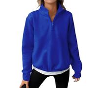 Sweat-shirts pour femmes - Coupe semi-zippée - Décontracté - Quarter - Fermeture éclair - Tenue d'automne - Couleur unie - Hauts avec poches - Veste de survêtement - Manteau de loisirs - Sport