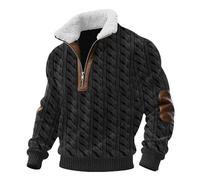 Sweat-shirts pour homme en polaire avec fermeture éclair quart de col cadet - Sweat-shirt Christ Muscle Tops Patch Pull d'hiver, Noir , S