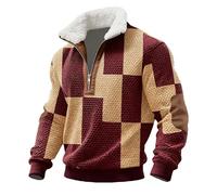 Sweat-shirts pour homme en polaire avec fermeture éclair quart de col cadet - Sweat-shirt Christ Muscle Tops Patch Pull d'hiver, Rouge, 4XL