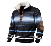 Sweat-shirts pour homme en polaire avec fermeture éclair quart de col cadet - Sweatshirt Christ Muscle Tops Patch Pull à manches longues décontracté, bleu ciel, L