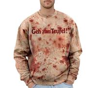Sweat-shirts pour hommes pour hommes sur le thème d'Halloween, motif imprimé , sweat-shirt sans capuche pour l'automne et l'hiver, idéal pour les fêtes décontractées, parfait pour un (Brick Red1, L)