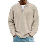 Sweat-shirts pour hommes UK manches longues quart zip pull en velours