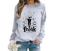 Sweat-shirts surdimensionnés pour femme avec manches longues et col rond, imprimé lettres, léger et ample, haut pull à l'avant court à l'arrière, gris, L